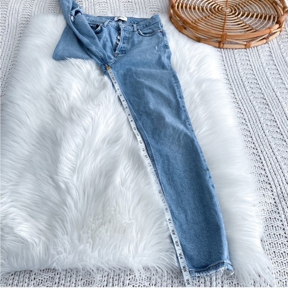 AGOLDE Nico High-Rise Skinny Jeans Distressed Light Indigo Raw Hem Button Fly 23 - Picture 14 of 15